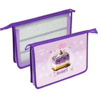 Папка д/труда А4 (337*243*80) 2отд. молния сверху, пластик" So Sweet" конгр.тиснение