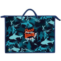 Папка А3 (460*345*40) с ручками, молния, пластик "Акулы паттерн"
