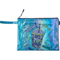 Папка А4 (330*240*10) с ручкой, молния сверху, кожзам "POP style"  голограф.