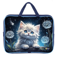 Папка А4 (350*265*80) с ручками, молния, ткань "Котик в одуванчиках"