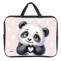 Папка А4 (350*265*80) с ручками, молния, ткань "Панда с сердечком"