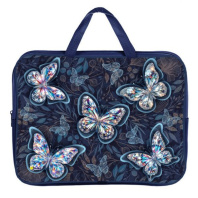 Папка А4 (350*265*80) с ручками, молния, ткань "Полёт бабочек"