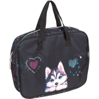 Папка А4 (360*280*80) с ручками, молния, ткань " Cute Husky "