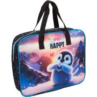 Папка А4 (360*280*80) с ручками, молния, ткань " Happy Pinguin "