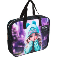 Папка А4 (360*280*80) с ручками, молния, ткань " Paris Girl"