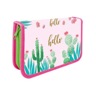 Пенал 1 отд. (190*115*30) молния, картон soft-touch "Зеленые кактусы"