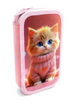 Пенал 2 отд. (190*105*35) молния, лам.картон, ткан.торец "Розовый пушистик"
