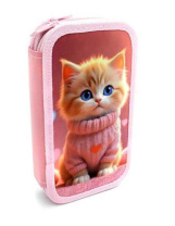 Пенал 2 отд. (190*105*35) молния, лам.картон, ткан.торец "Розовый пушистик"