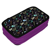 Пенал 3 отд. (205*125*55) молния, лам.картон "Школьный паттерн" с эффектом МЕТАЛЛ