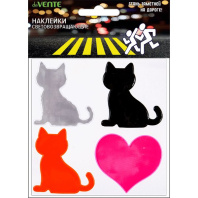 Наклейки светоотражающие "SAFE MODE Коты" 12*12см , 4шт, ассорти цветов