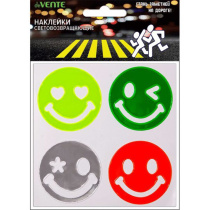 Наклейки светоотражающие "Смайлики" 5*5см
