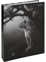 Тетрадь КЛЕТКА  80л. ЛЕОПАРД В ЧЁРНО-БЕЛОМ (80-8958) (на кольцах)|Из|80-8958