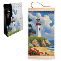 Картина по номерам на свертке 20*35см "Маяк и маки" холст