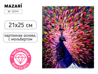 Мозаика алмазная по номерам на картоне с мольбертом  21*25см "Павлин" (частичная выкладка)