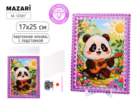 Мозаика алмазная по номерам на картоне с подставкой 17*25см "Панда" ассорти 6диз. (частичная выкладк