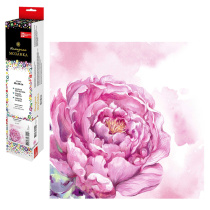 Мозаика алмазная по номерам на холсте (в рулоне) 30*30см "Розовый пион"