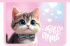 Папка д/тетрад. А4 (325*230*55) молния сверху, пластик "Котик с бантиком"