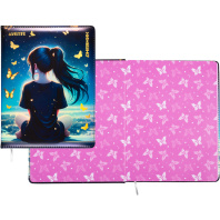 Дневник универсальн. обл. кожзам, тв.пер. "Butterfly Dreams"  с поролоном, тиснение фольгой, 48л.