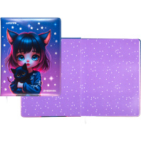 Дневник универсальн. обл. кожзам, тв.пер. "Friends Forever" с поролоном,  тиснение фольгой ,48л.