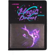 Дневник универсальн. обл. кожзам, тв.пер. "Magic Dream"  с поролоном, аппликац. к/з.,48л,ляссе