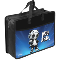 Папка А4 (335*260*100) с ручками, молния, пластик" Hey Bro",с карманом