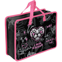 Папка А4 (335*260*100) с ручками, молния, пластик" У меня лапки"