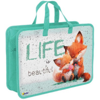Папка А4 (335*300*130) с ручками, молния, пластик "Лисички"