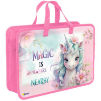 Папка А4 (335*300*130) с ручками, молния, пластик "Нежная единорожка"