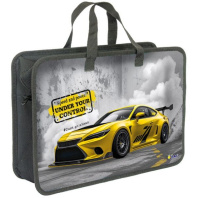 Папка А4 (335*300*130) с ручками, молния, пластик "Скорость и мощь"