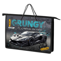 Папка А4 (340*245*45) с ручками, молния, пластик "Авто гранж"