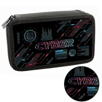 Пенал 2 отд. (190*110*45) молния, лам.картон, 3Dлак "Кибер неон"