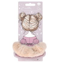 Резинка для волос арт. 71831 / 10 ПУШИСТАЯ (в наборе: 1шт., б/р, вулканизированная резина, полиэстер, цвет: бежевый, подложка из мелованного картона + ПЭТ-пакет с европодвесом)|Фе|71831