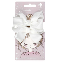 Резинка для волос арт. 71810 / 10 БАНТ (в наборе: 1шт., б/р, размер банта 10 см, вулканизированная резина, полиэстер, цвет: белый, тёмно-синий, подложка из мелованного картона + ПЭТ-пакет с европодвес|Фе|71810