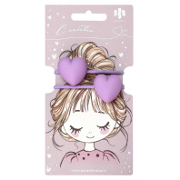 Набор резинок для волос арт. 71851 / 10 СЕРДЕЧКИ (в наборе: 2шт., б/р, вулканизированная резина, полиэстер, полиметилметакрилат, цвет: сиреневый, подложка из мелованного картона + ПЭТ-пакет с европодв|Фе|71851