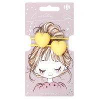 Набор резинок для волос арт. 71850 / 10 СЕРДЕЧКИ (в наборе: 2шт., б/р, вулканизированная резина, полиэстер, полиметилметакрилат, цвет: жёлтый, подложка из мелованного картона + ПЭТ-пакет с европодвесо|Фе|71850