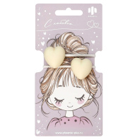 Набор резинок для волос арт. 71848 / 10 СЕРДЕЧКИ (в наборе: 2шт., б/р, вулканизированная резина, полиэстер, полиметилметакрилат, цвет: молочный, подложка из мелованного картона + ПЭТ-пакет с европодве|Фе|71848