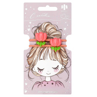 Набор резинок для волос арт. 71845 / 10 ЦВЕТОЧКИ (в наборе: 2шт., б/р, вулканизированная резина, полиэстер, полиэфирная смола, цвет: коралловый, подложка из мелованного картона + ПЭТ-пакет с европодве|Фе|71845