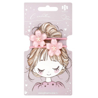 Набор резинок для волос арт. 71843 / 10 ЦВЕТОЧКИ (в наборе: 2шт., б/р, вулканизированная резина, полиэстер, полиуретановая смола, цвет: розовый, подложка из мелованного картона + ПЭТ-пакет с европодве|Фе|71843