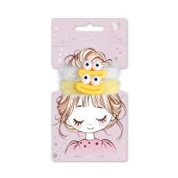 Набор резинок для волос арт. 71823 / 10 ПУШИСТЫЕ МОНСТРИКИ (в наборе: 2шт., б/р, вулканизированная резина, полиэстер, акрил, цвет: белый, жёлтый, подложка из мелованного картона + ПЭТ-пакет с европодв|Фе|71823