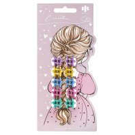 Набор заколок для волос «крабик», глянцевые, перламутровые, арт. 71805 / 10 КОРОНЫ (в наборе: 10шт., 1,3 см, полистирол, цвет: голубой, жёлтый, изумрудный, розовый, фиолетовый, подложка из мелованного|Фе|71805