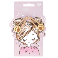 Набор заколок для волос «клик-клак», глянцевые, арт. 71741 / 10 ЛАПКИ (в наборе: 2шт., 5,4 см, черный металл, полиэфирная смола, цвет: бежевый, подложка из мелованного картона + ПЭТ-пакет с европодвес|Фе|71741