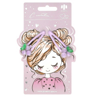 Набор заколок для волос «клик-клак», глянцевые, арт. 71738 / 10 ВИНОГРАД (в наборе: 2шт., 5,5 см, черный металл, полиэфирная смола, цвет: фиолетовый, подложка из мелованного картона + ПЭТ-пакет с евро|Фе|71738