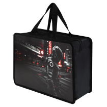 Папка А4 (340*250*95) с ручками, молния, пластик "Гонщик в шлеме" глиттер