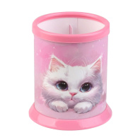 Подставка наст. "Белый кот" 7,6*10см , пластик