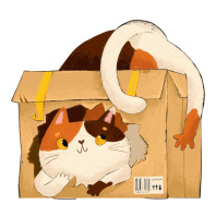 Блокнот 130*120мм  32л скоба "Кот в коробке" диз.блок, мат.лам., фигур.выруб.