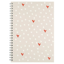 Блокнот А5  48л гребень "Сердечки на бежевом" кл., мат.лам.