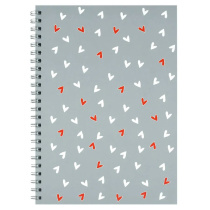 Блокнот А5  48л гребень "Сердечки на сером" кл., мат.лам.