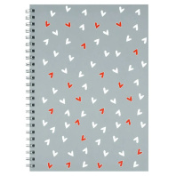 Блокнот А5  48л гребень "Сердечки на сером" кл., мат.лам.