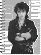 Блокнот А6  60л гребень "Цой. Кино 10" клетка, софт-тач