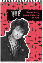 Блокнот А6  60л гребень "Цой. Кино 14" клетка, софт-тач